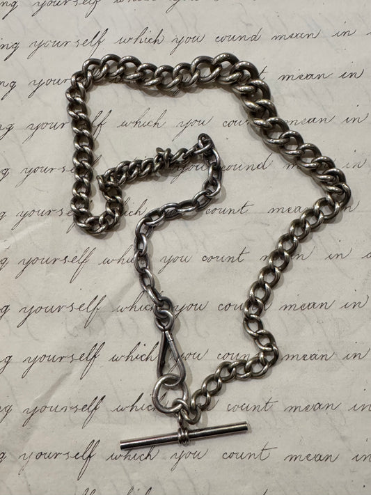 Beautiful European silver graduated watch chain with Rollo section
