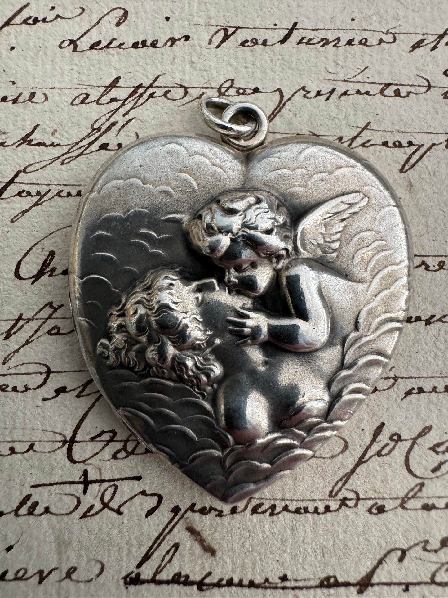 Rare Signed Unger Brothers Art Nouveau Heart Locket
