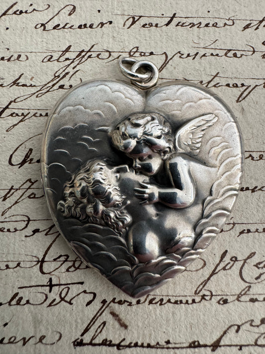 Rare Signed Unger Brothers Art Nouveau Heart Locket