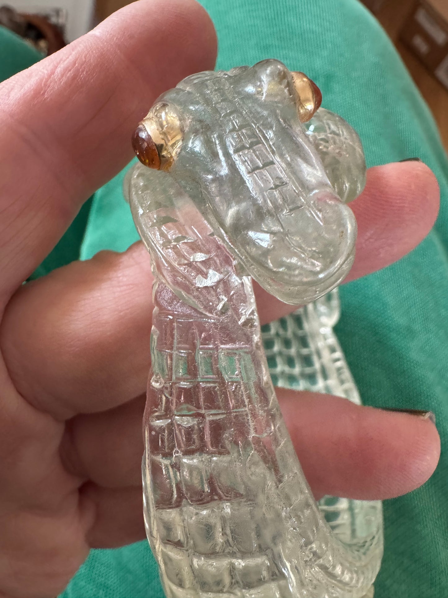 Lucite Alligator Bangle with Opal Eyes