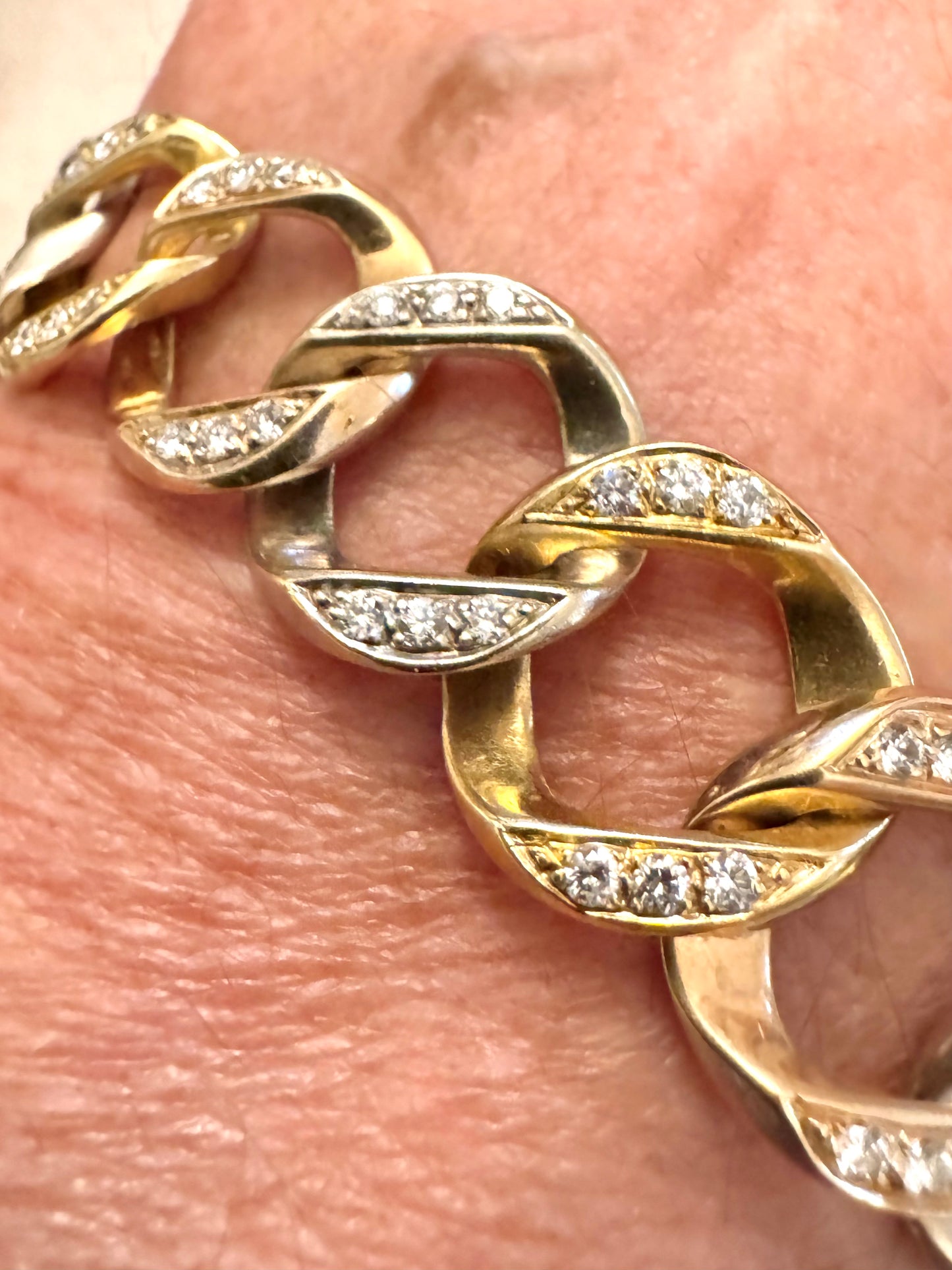 Tri-color Diamond and Gold Curb Link Bracelet