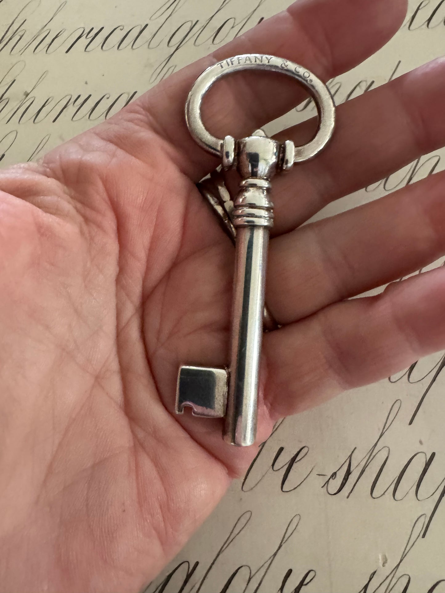 huge Tiffany sterling silver skeleton key connector