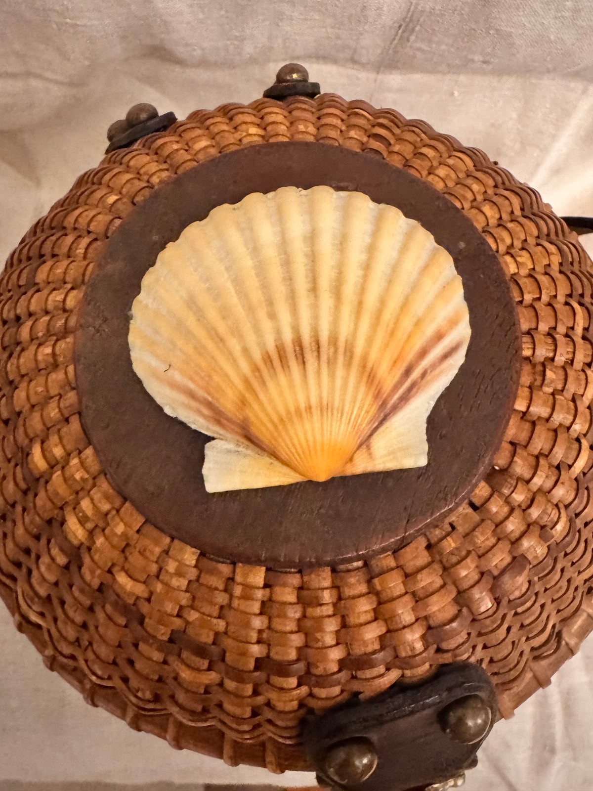 Rare Older Lightship Basket with Real Scallop Shell
