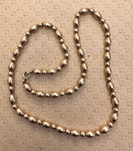 Vintage Gold Filled Alternating Round and Oval Bead Necklace