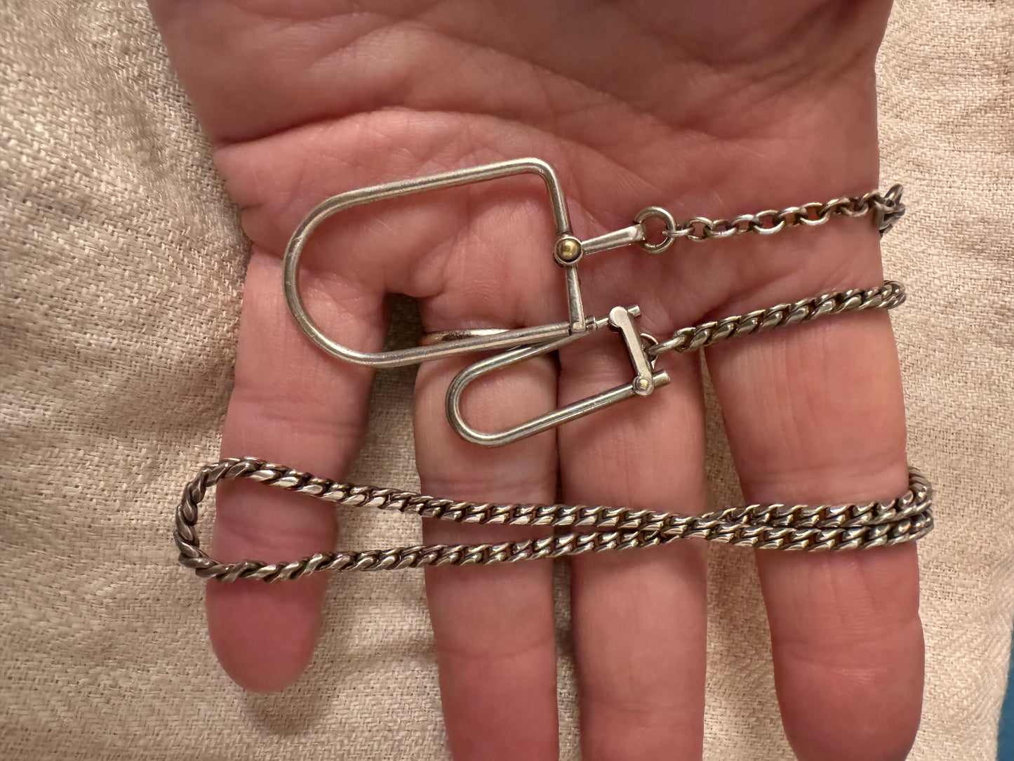 Fabulous Silver Watch Chain with 2 Charm Holders