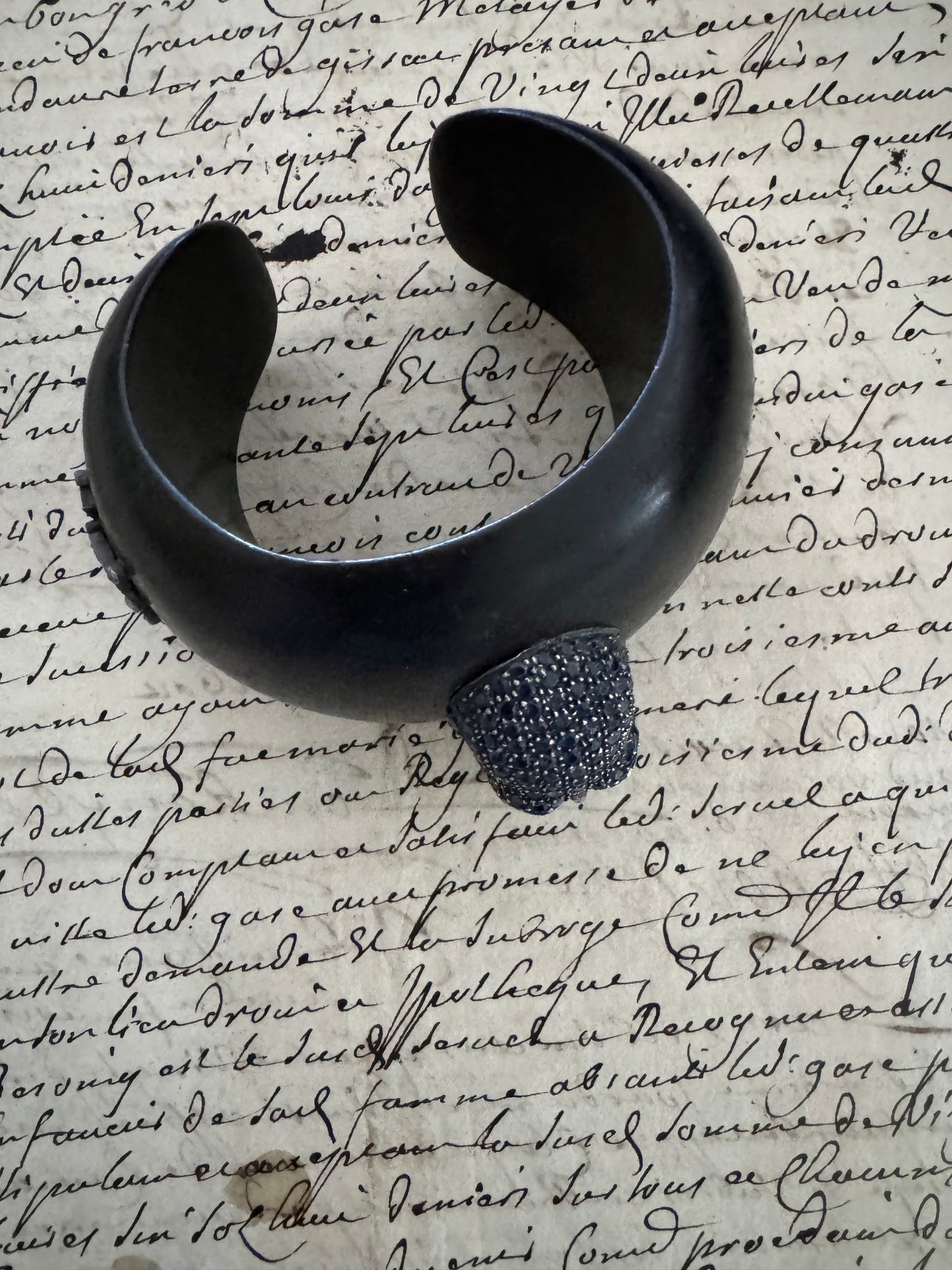 JKC Sapphire and Ebony Skull Cuff