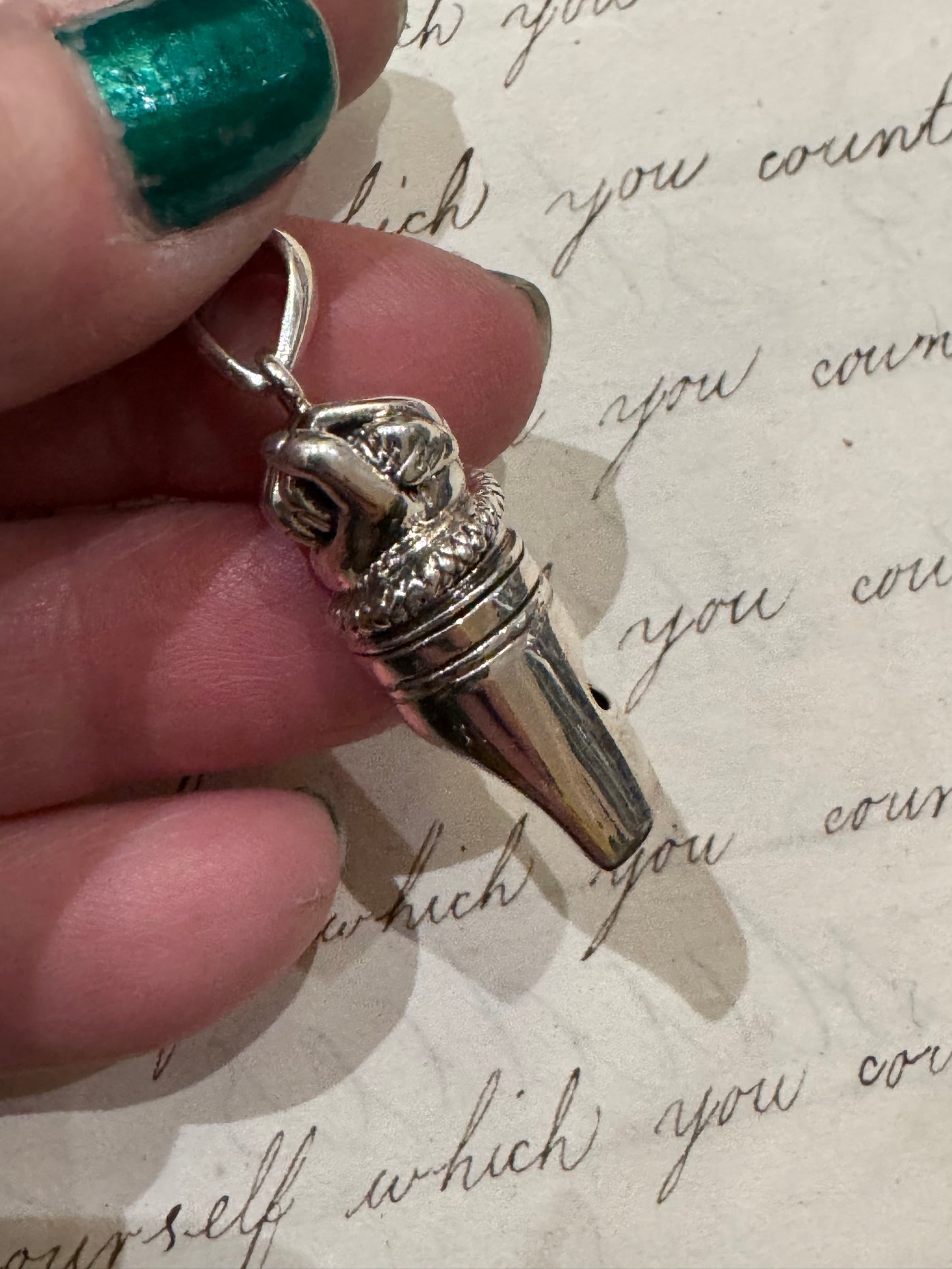 incredible English Sterling whistle with a fist clutching a snake