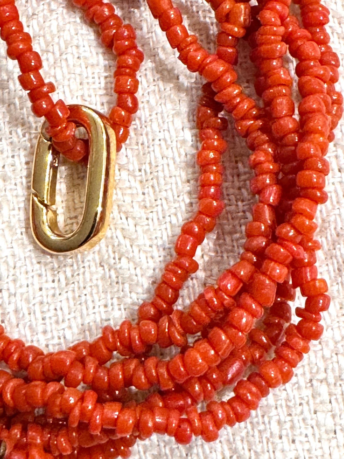 Extra Long Strand of Superior Quality Tiny Italian Coral Beads