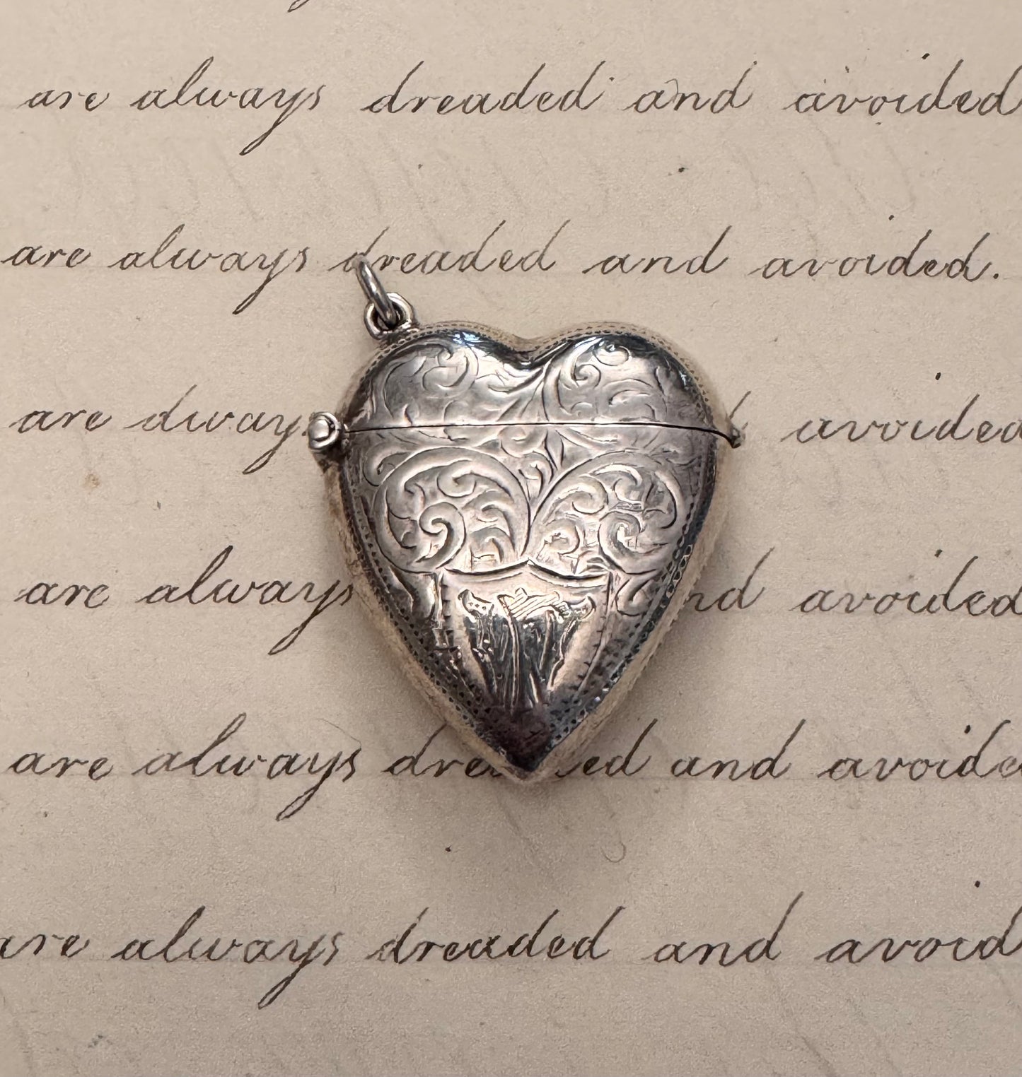 Charming Victorian Heart Shaped Match Safe with W Monogram