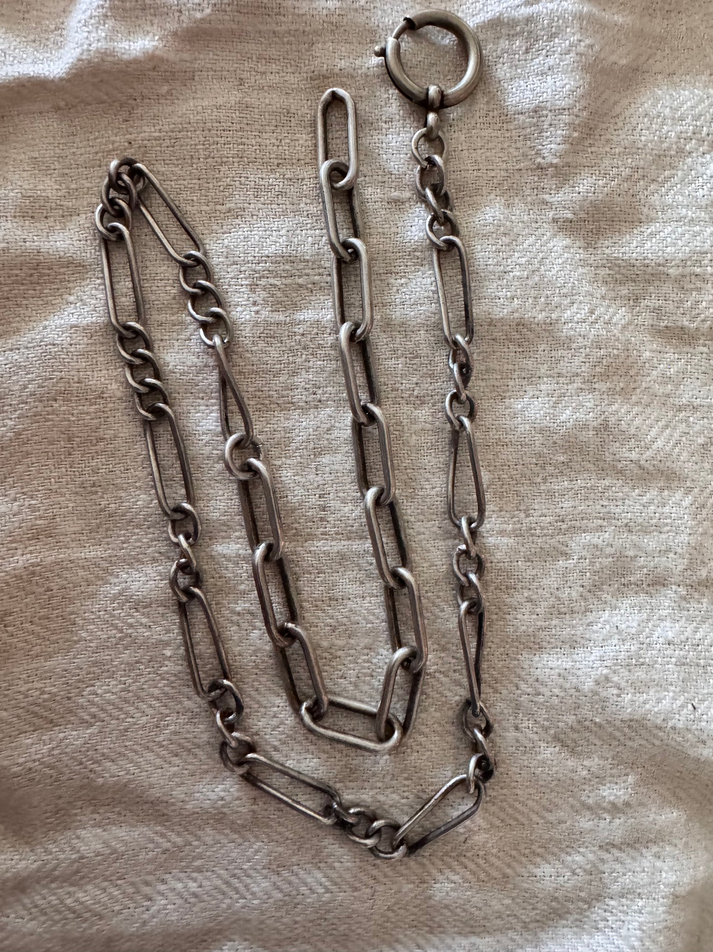 Solid Antique Silver Watch Chain