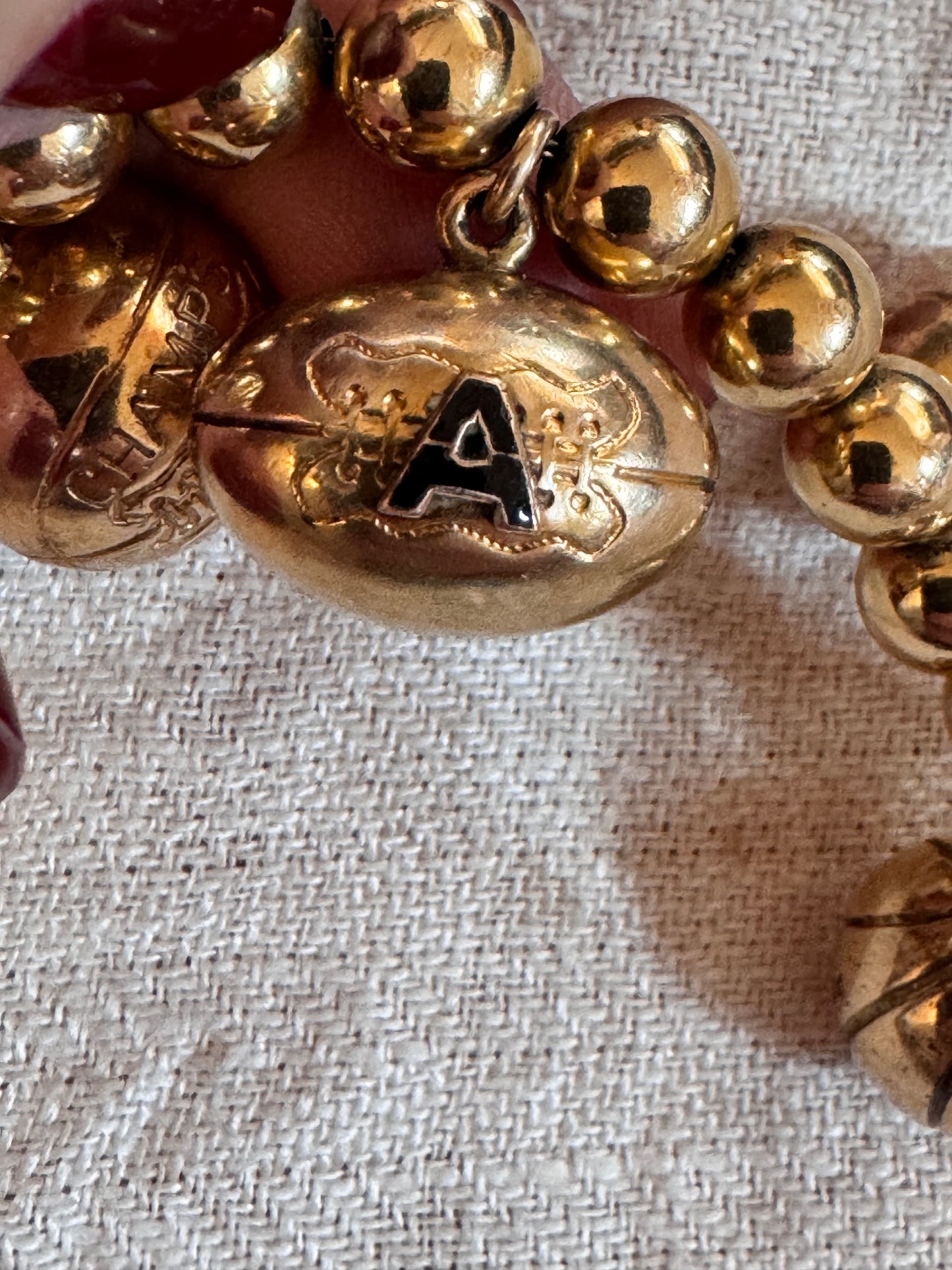 Gold Filled Sports Ball and Bead Charm Necklace