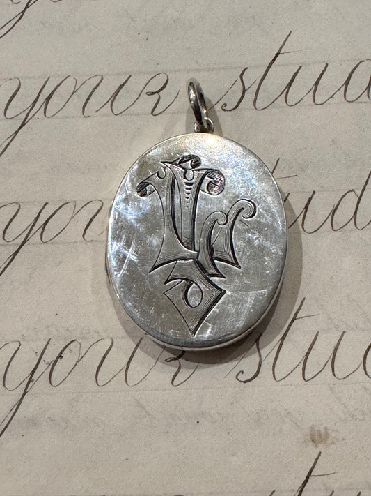 beautiful chunky sterling locket with LJ initials