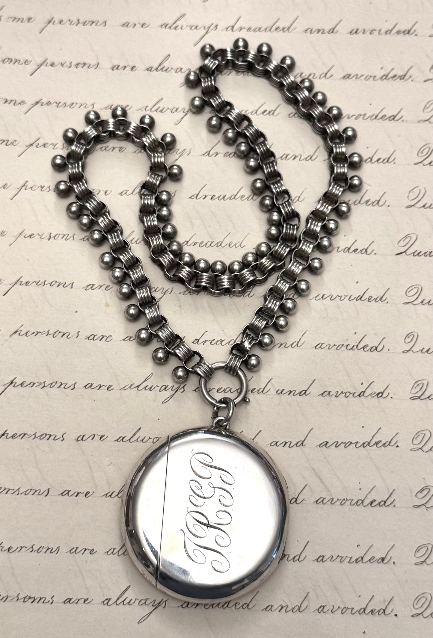 Lovely Victorian Silver Book Chain with Balls at Each Link