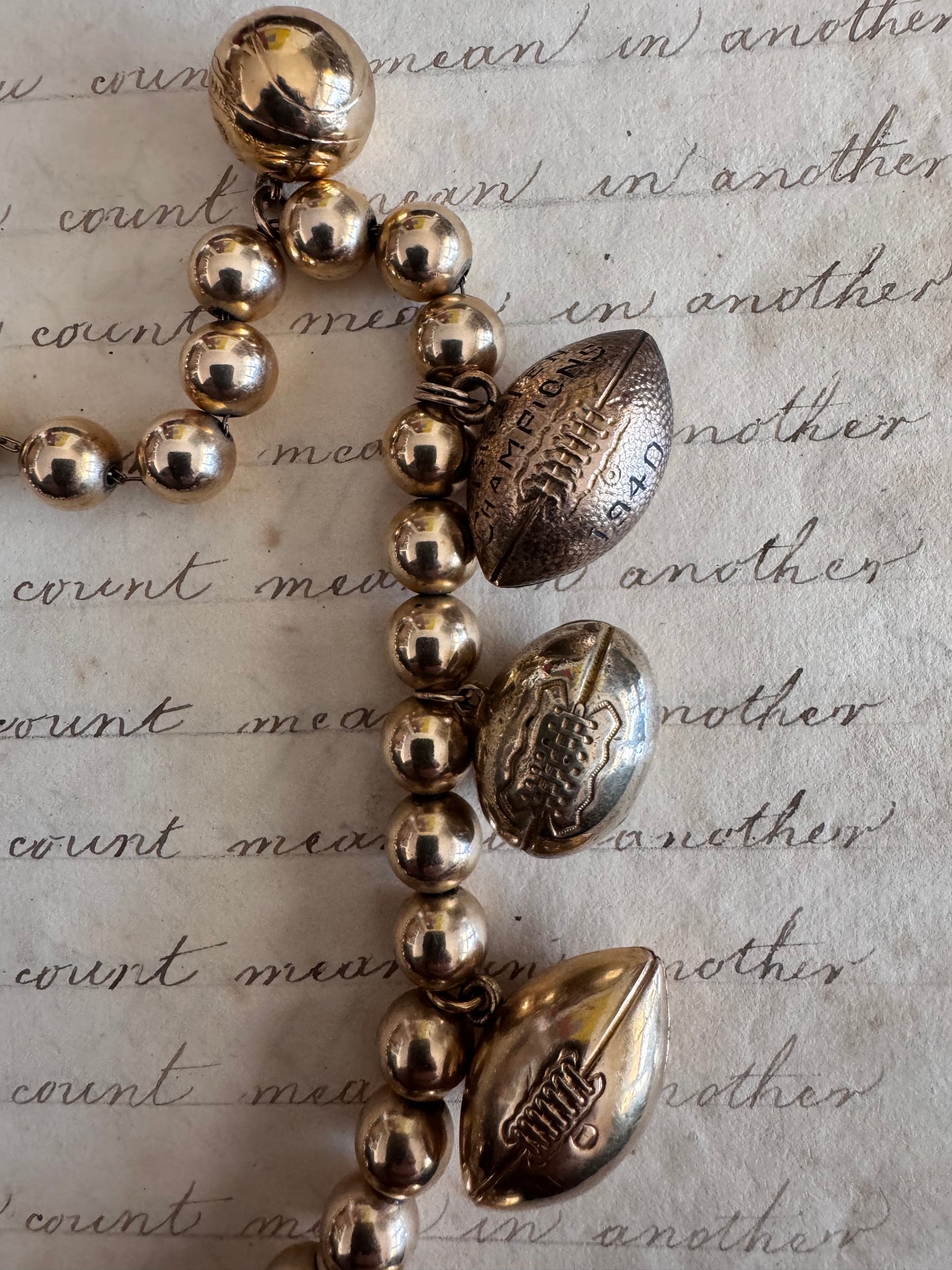 Gold Filled Sports Ball and Bead Charm Necklace
