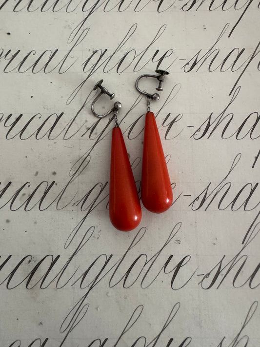 beautiful pair of antique celluloid drop earrings
