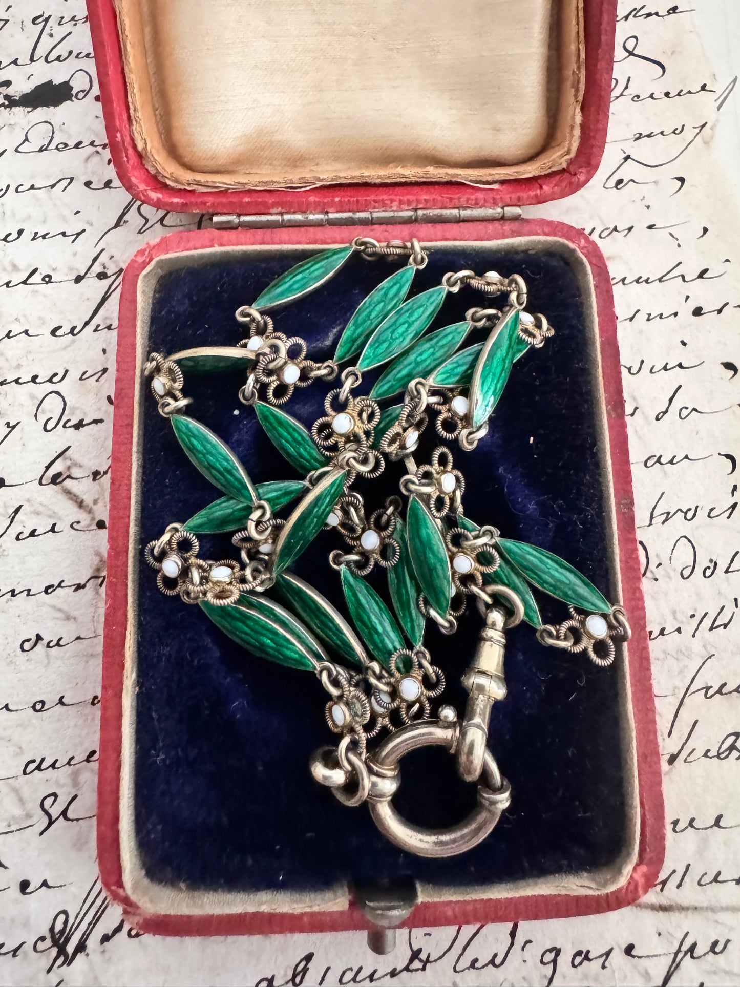 Antique Gilt Silver and Enamel Chain