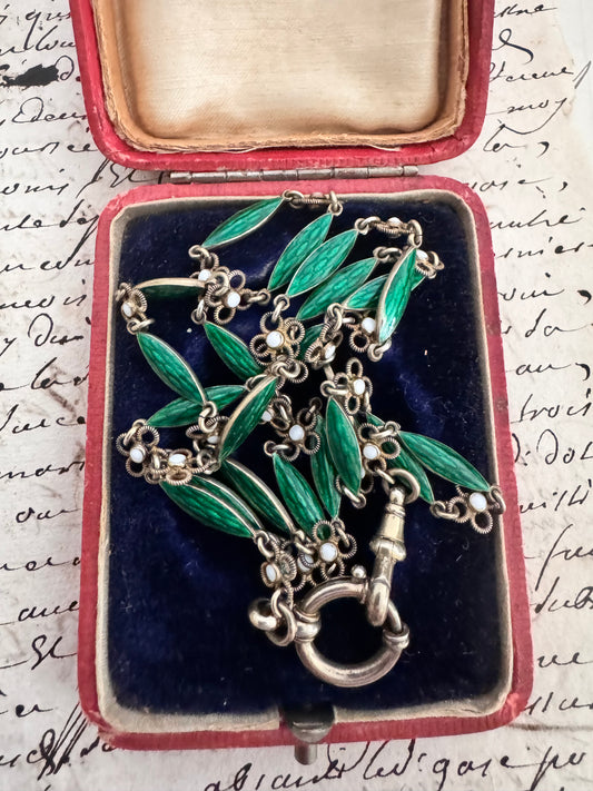 Antique Gilt Silver and Enamel Chain