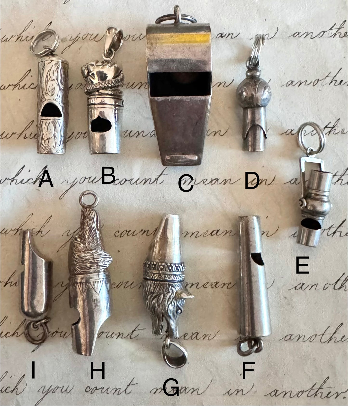sterling silver English Wolf shaped whistle