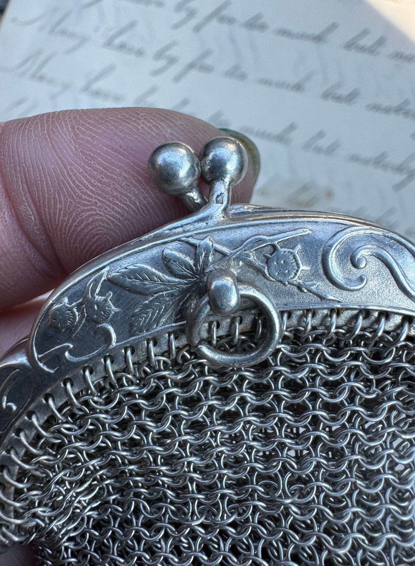 Antique French Silver Miniature Purse 1