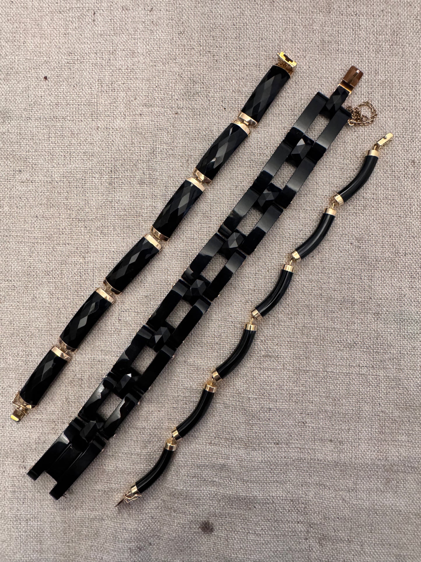 Lovely Black Onyx and 14k Gold Bracelet 2