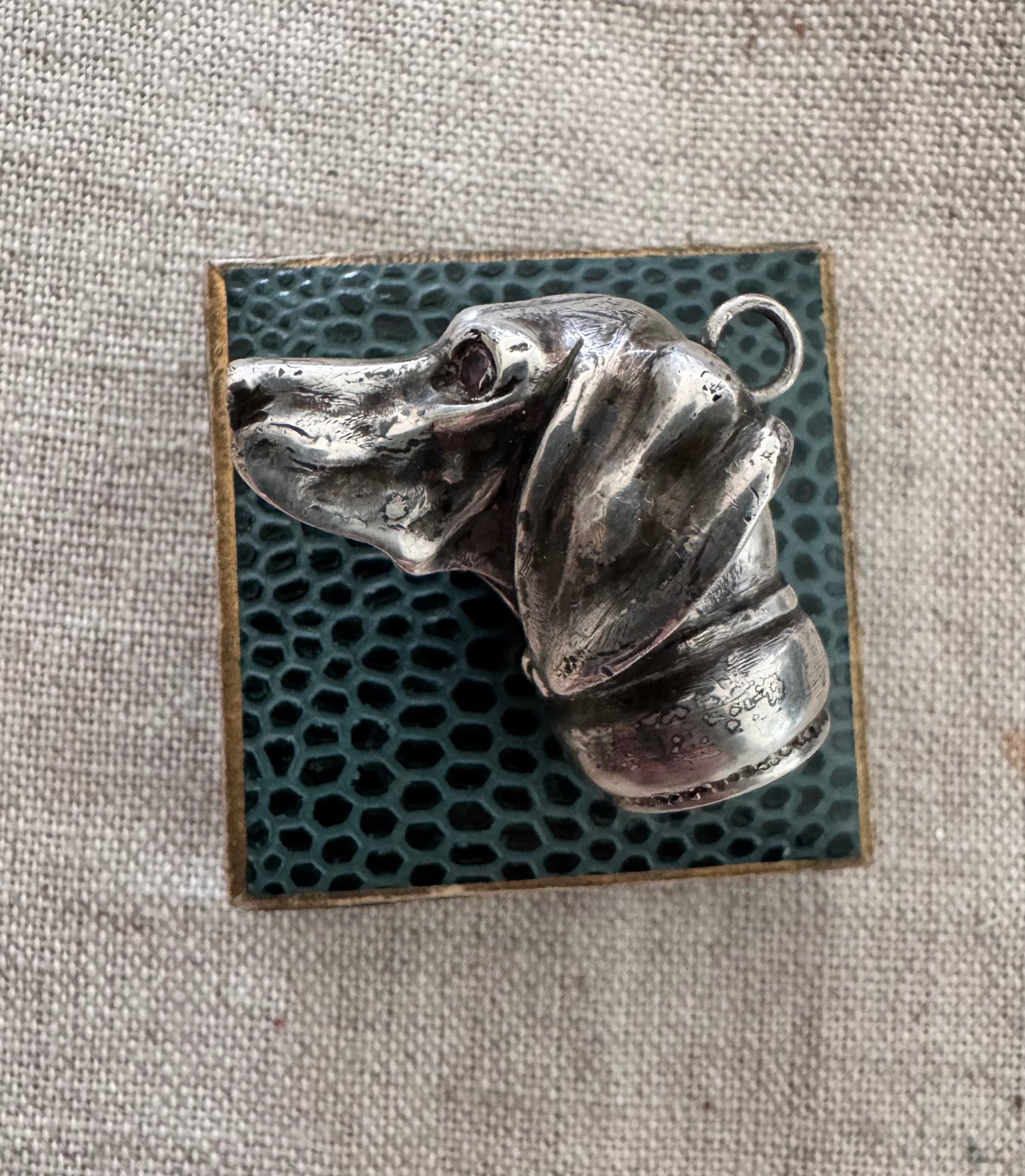 Aamazing Antique Sterling Dog Head Fob