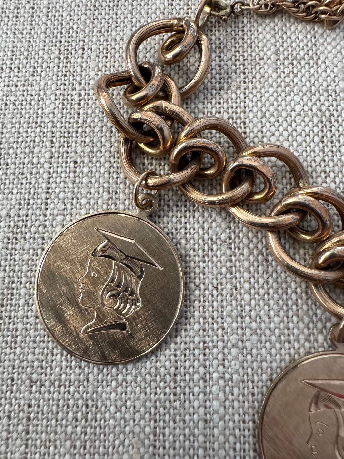 Amazing Vintage Gold Filled Charm Bracelet with Heart Lock