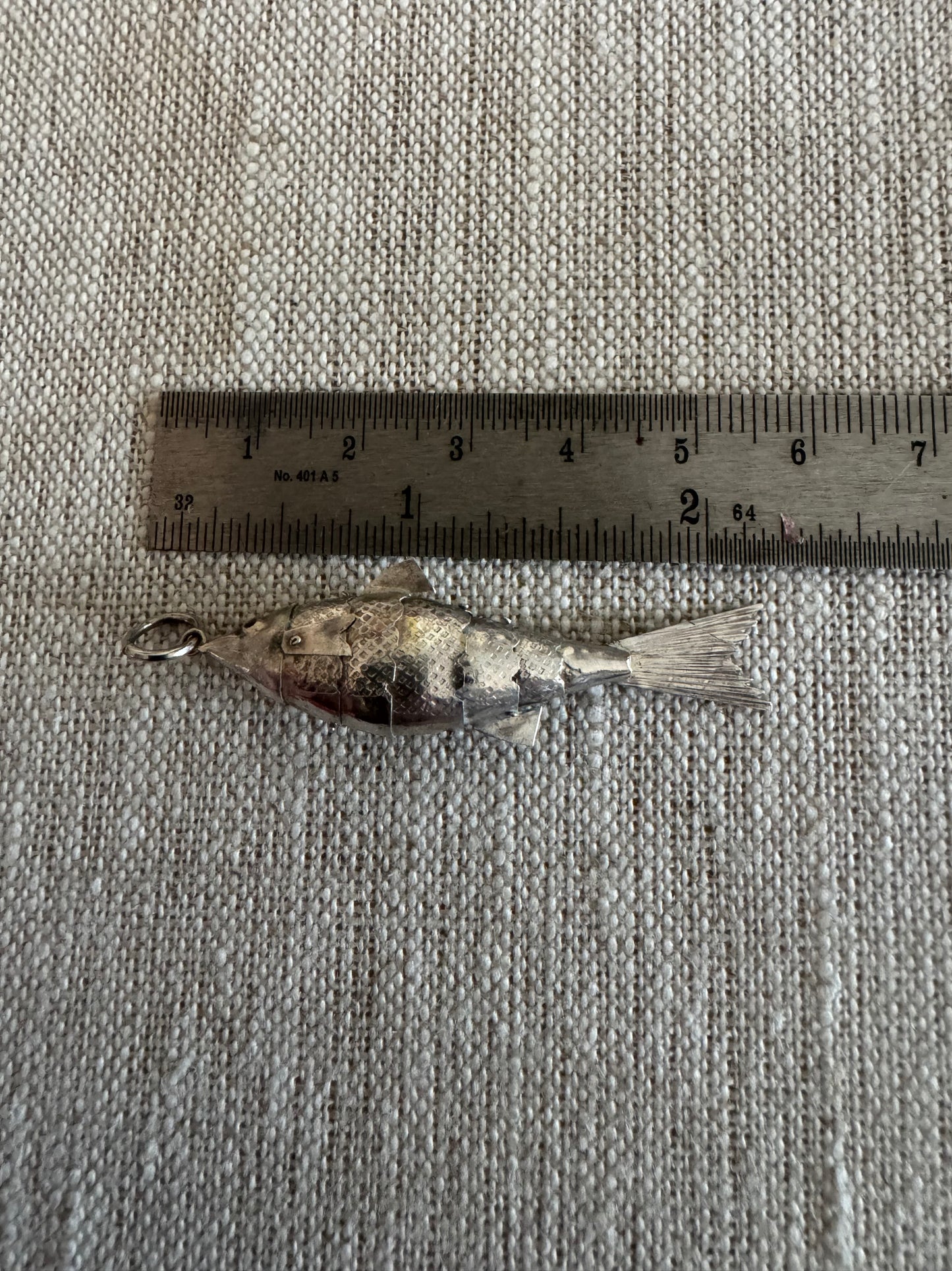 Medium Finely Detailed Sterling Silver Articulated Fish