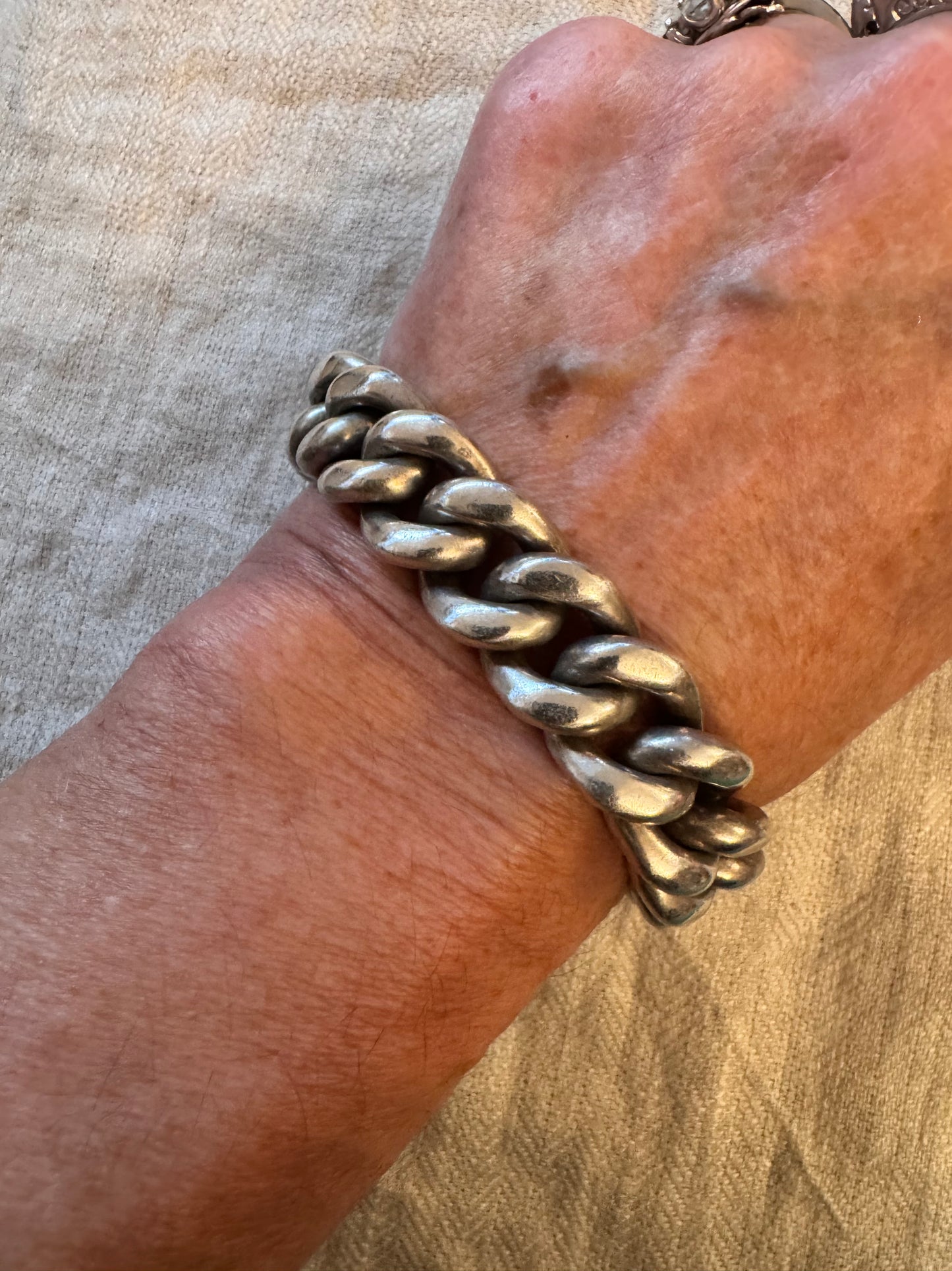 Massive Sterling Curb Link Bracelet with Toggle