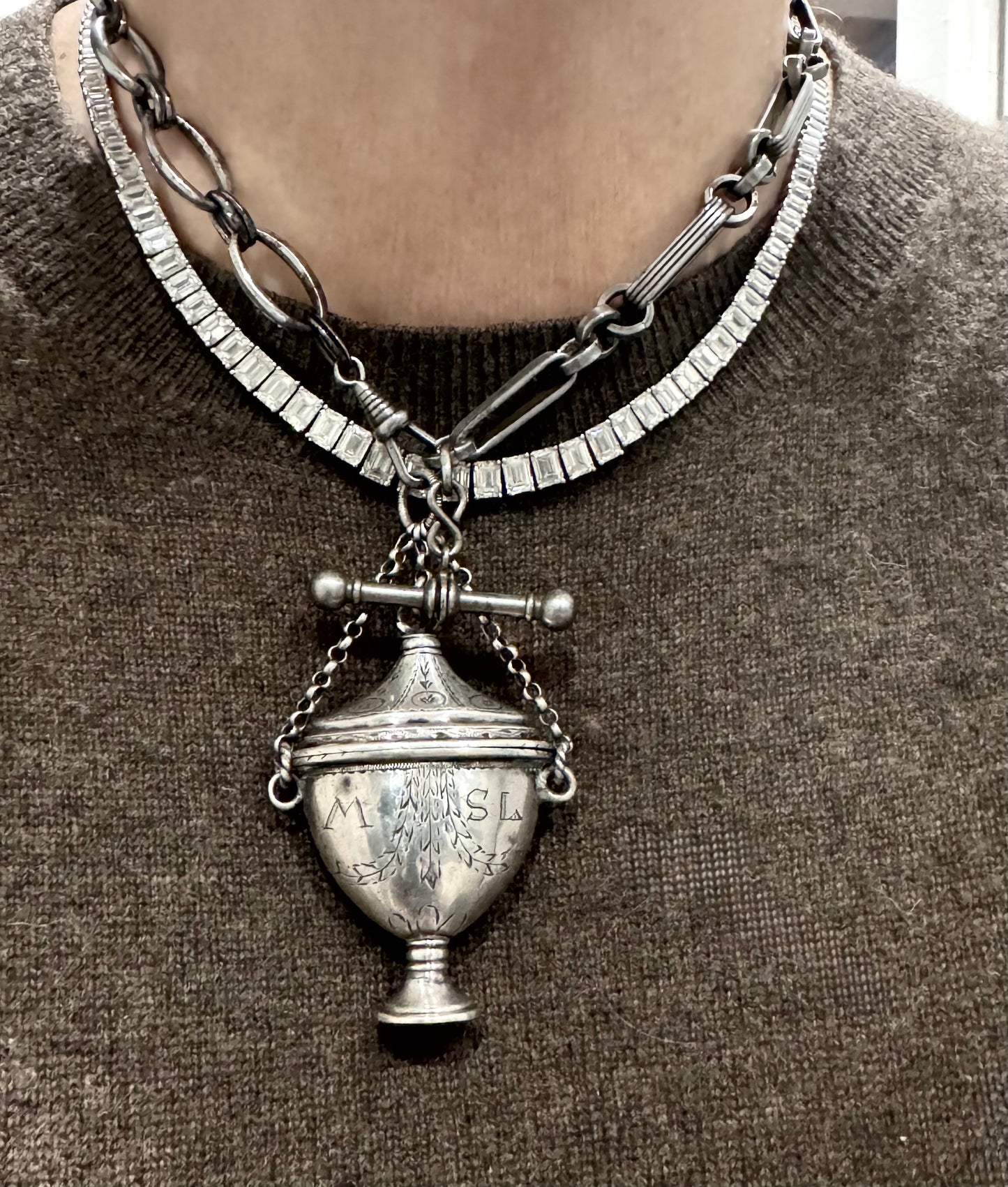 spectacular rare, Georgian steel watch chain