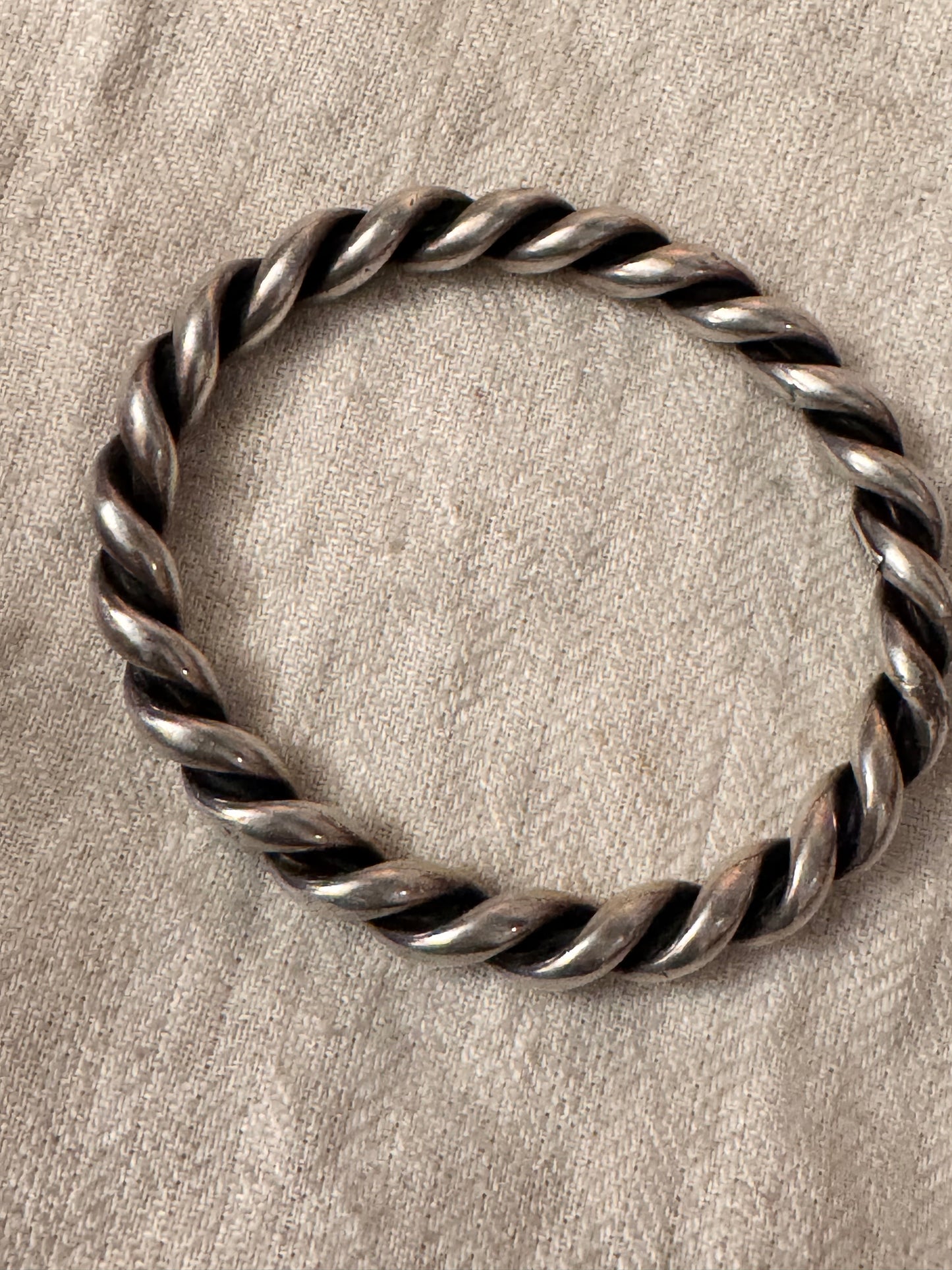 Beautiful and Rare Medium Victorian Silver Rope Bangle