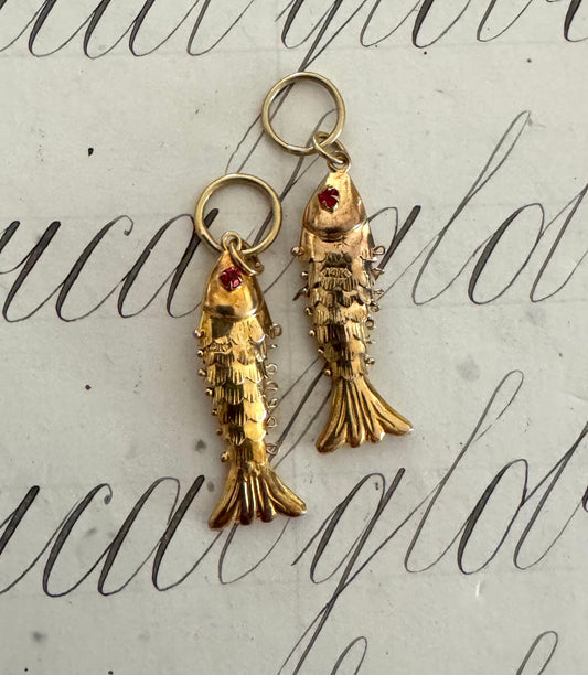 Small Gold Articulated Fish Pendants
