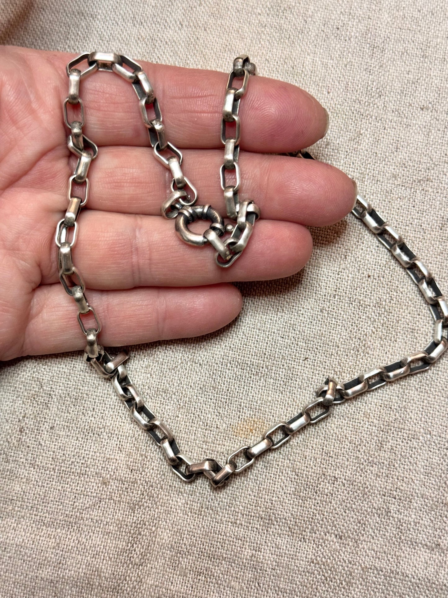 Heavy Antique Biker Chain with Chunky Spring Ring