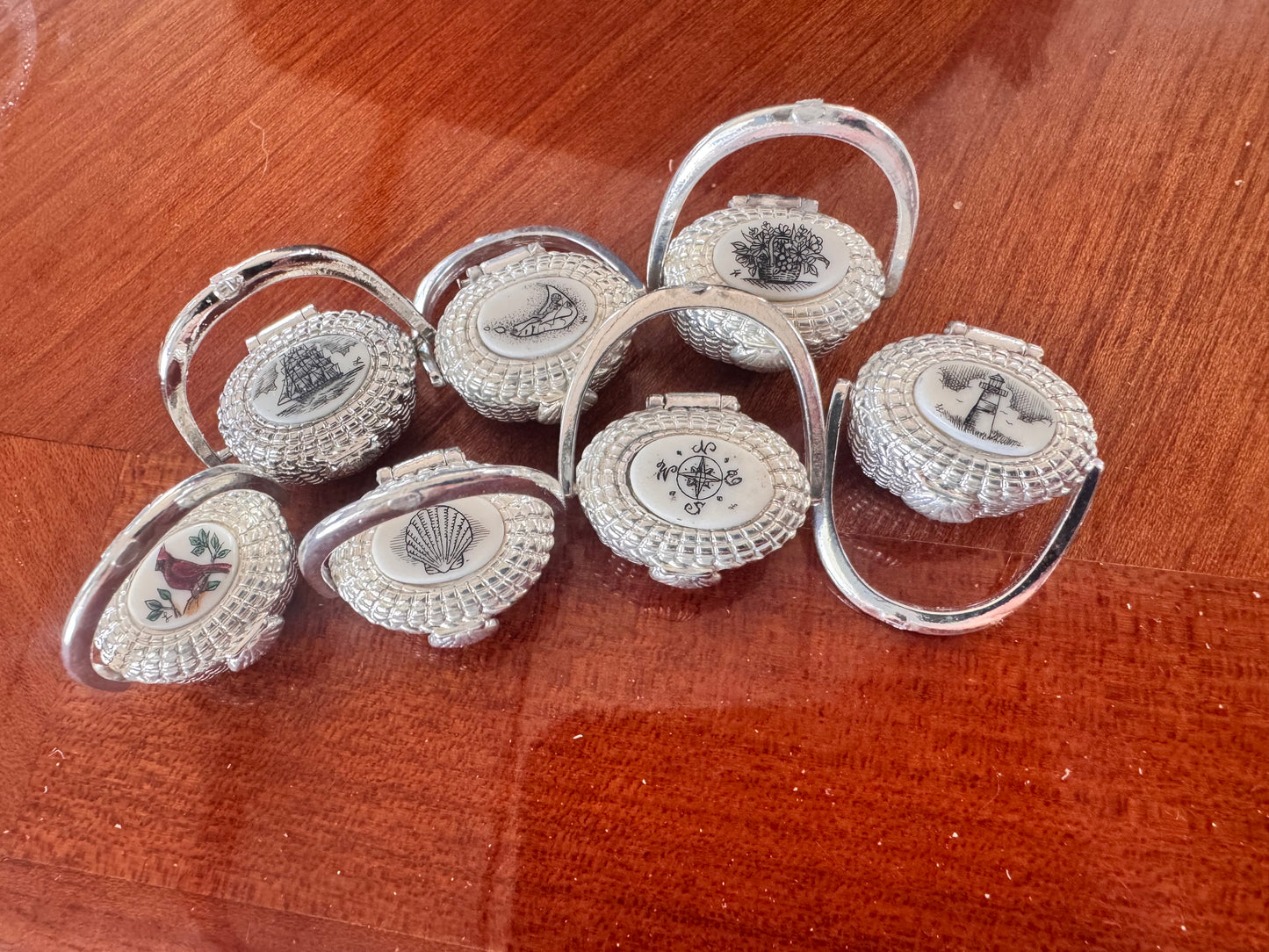 Miniature Silver Plated Nantucket Basket with Scallop Shell