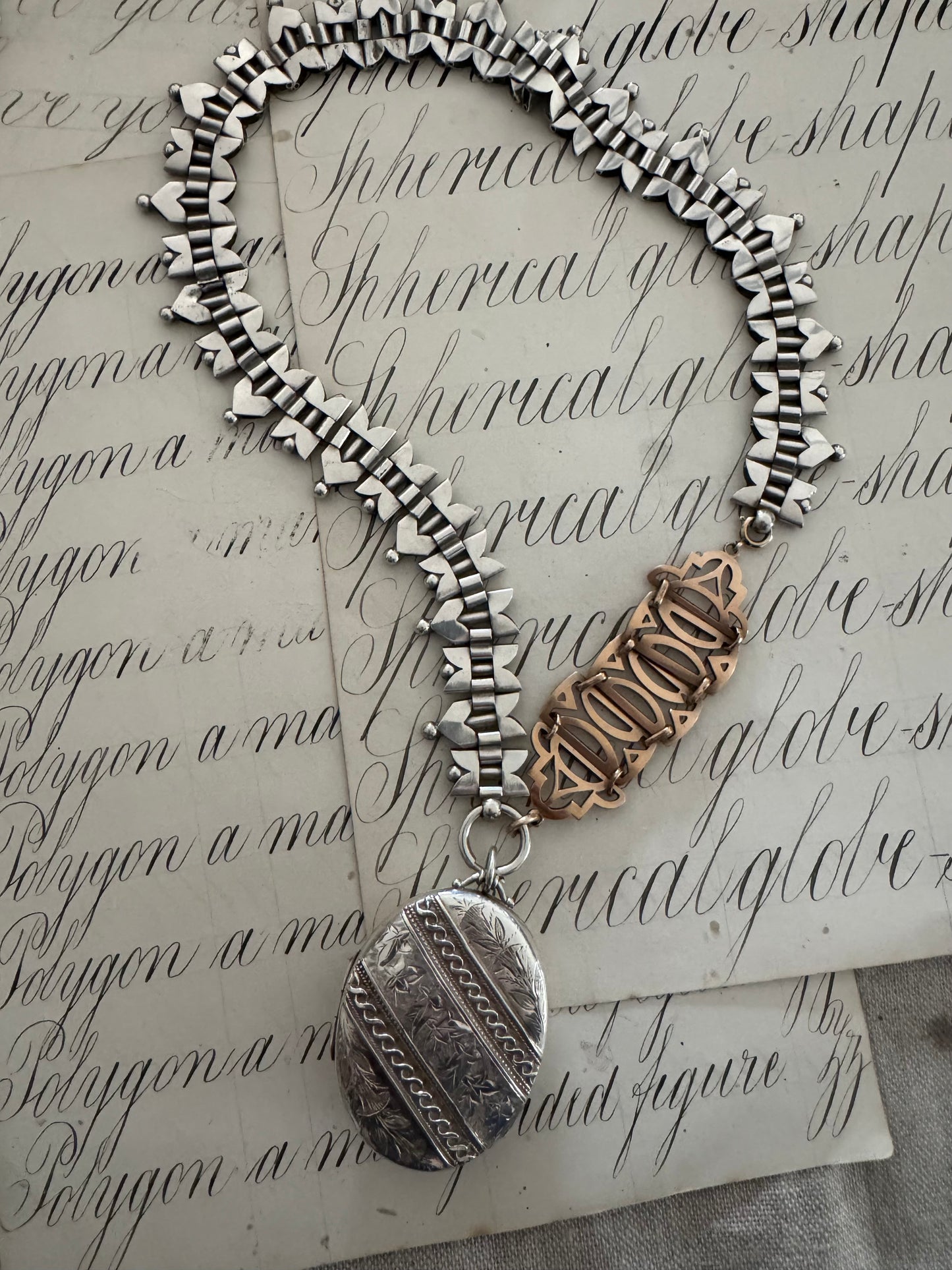 Stupendous Victorian Silver Book Chain with Gold Filled Extender