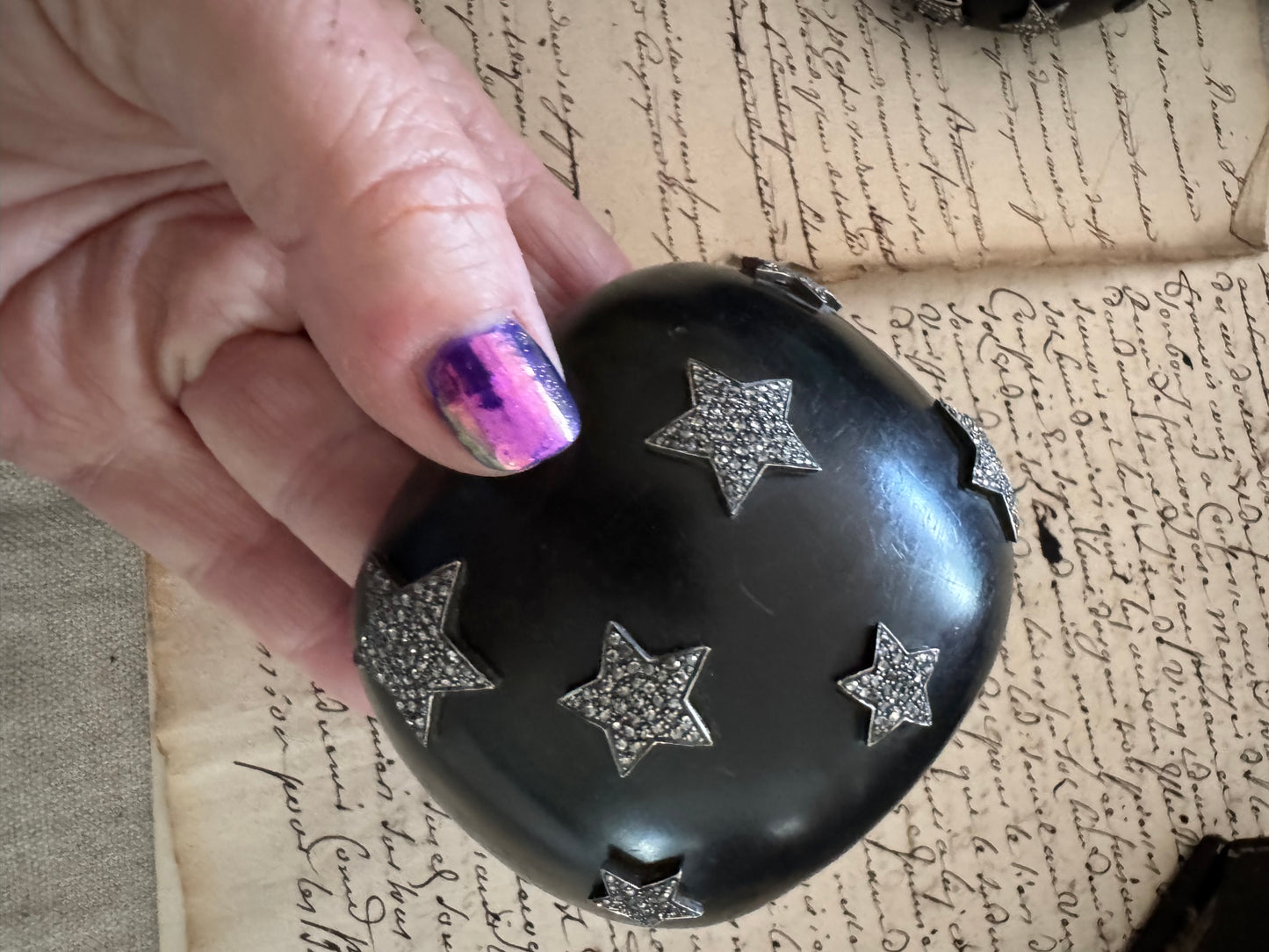 JKC Diamond and Extra Wide Ebony and Stars  Cuff