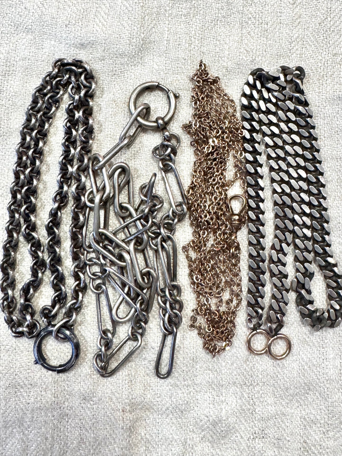 Solid Antique Silver Watch Chain