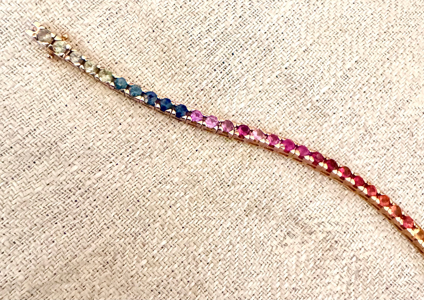 18k Rose Gold Exquisite Sapphire Rainbow Bracelet