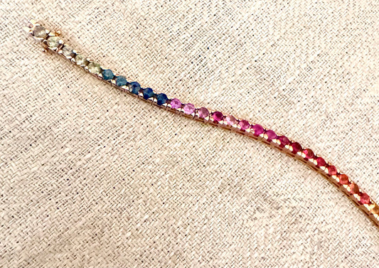 18k Rose Gold Exquisite Sapphire Rainbow Bracelet
