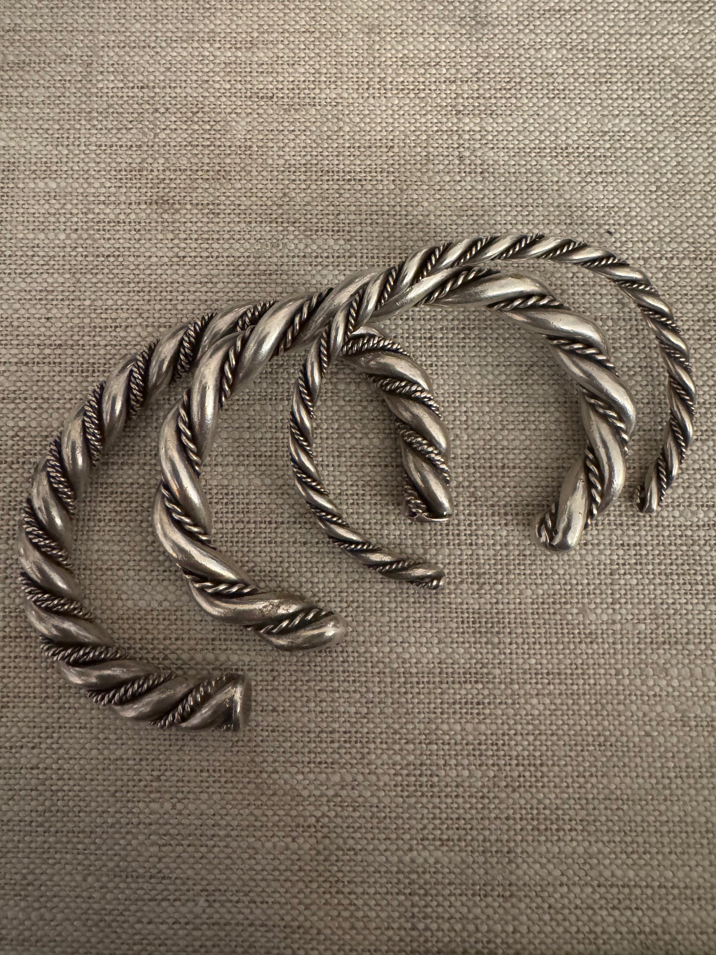 Vintage Heavy Native American Sterling Rope Cuff #3