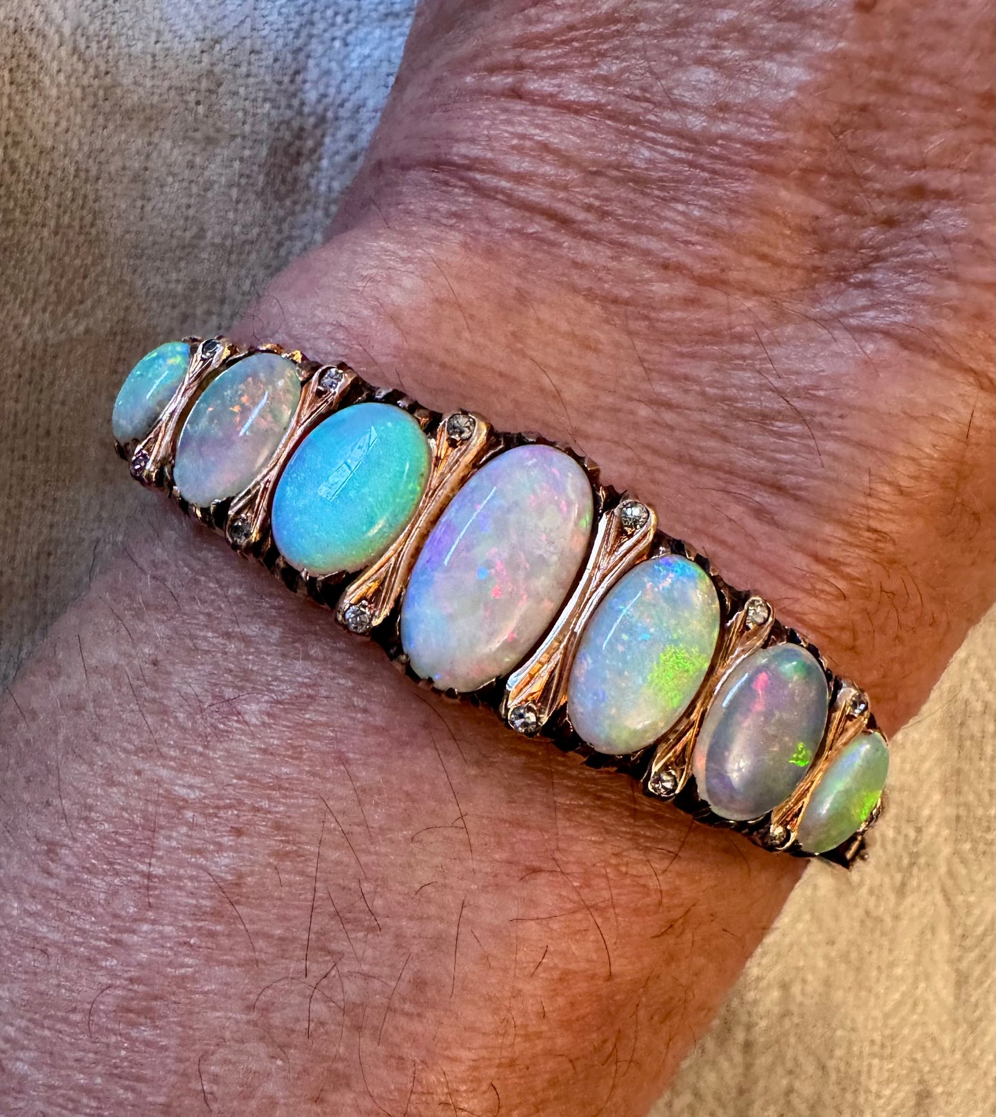 Large and Incandescent Victorian Opal Bracelet