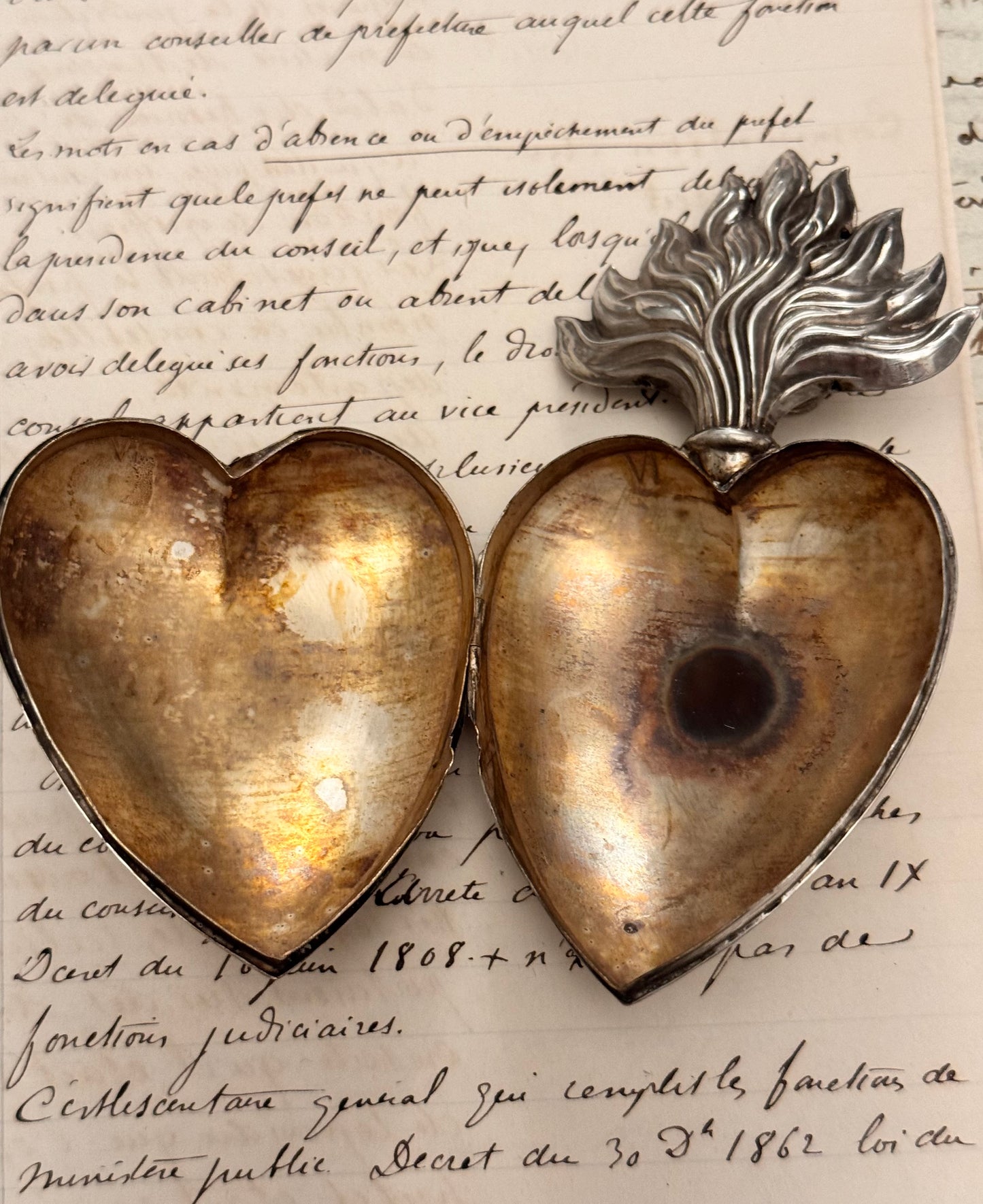 Extraordinary French 3 Dimensional Sterling Sacred Heart that Opens
