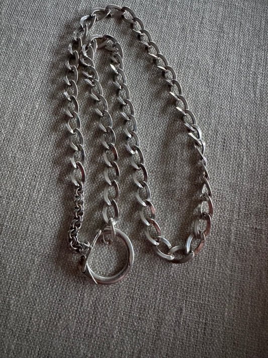 cool vintage Italian sterling Figaro chain with vintage connector #2