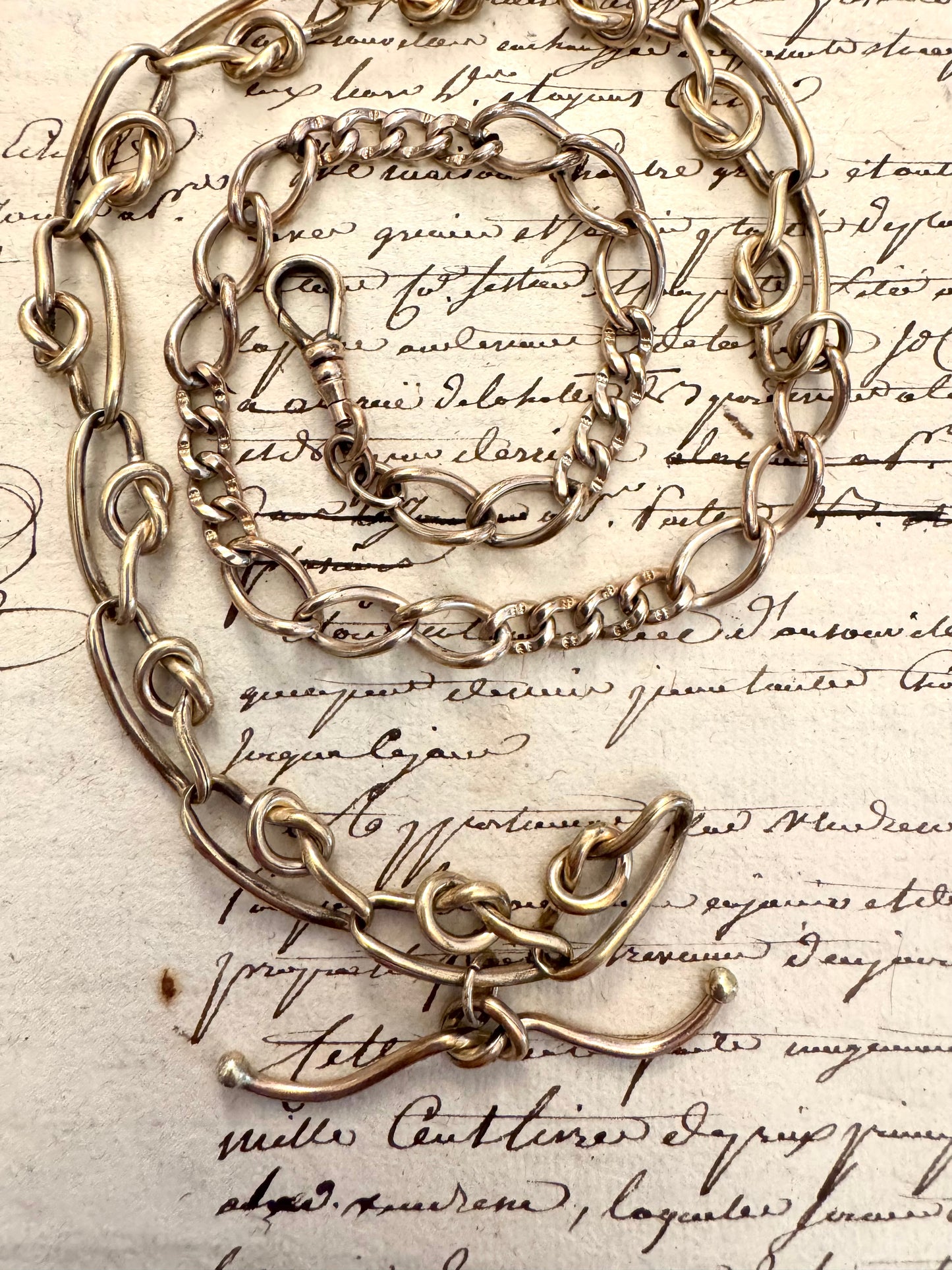 Heavy Victorian Gold Filled Knot Motif Watch Chain