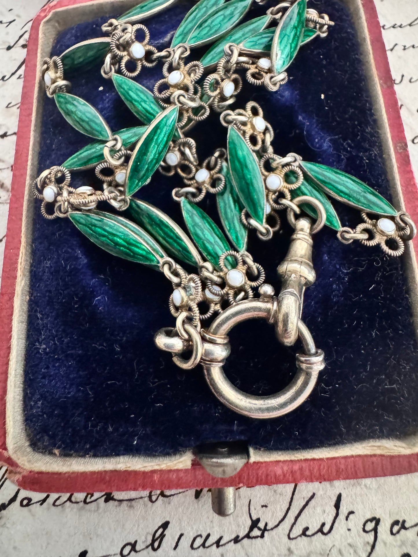 Antique Gilt Silver and Enamel Chain
