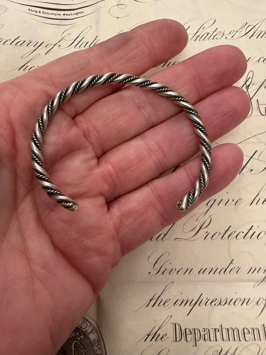 Vintage Native American Sterling Rope Cuff #1