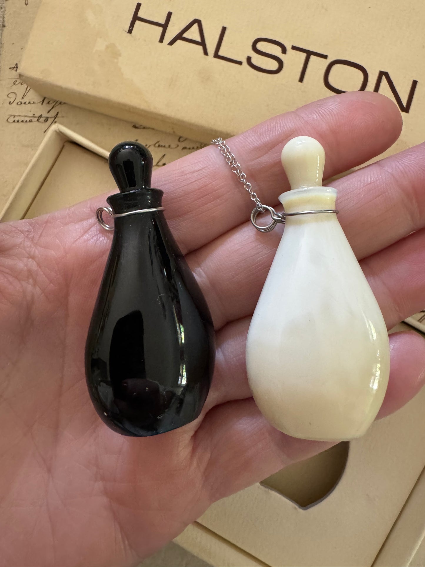 Spectacular Set of Elsa Peretti for Halston Perfume Bottle Necklaces