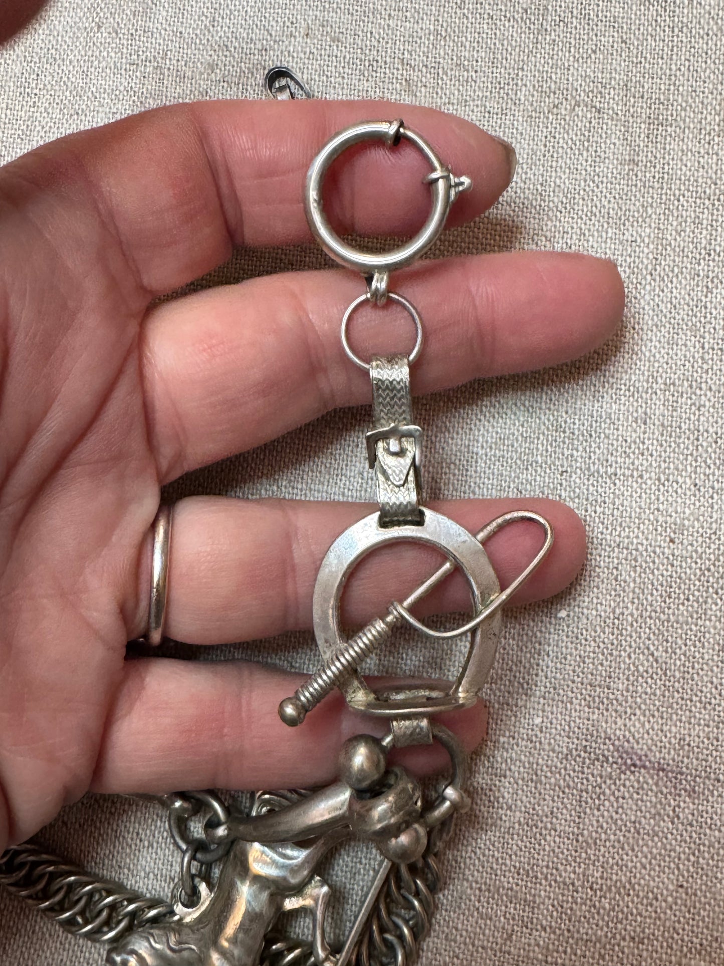 Spectacular Equestrian Watch Chain and Fob Necklace