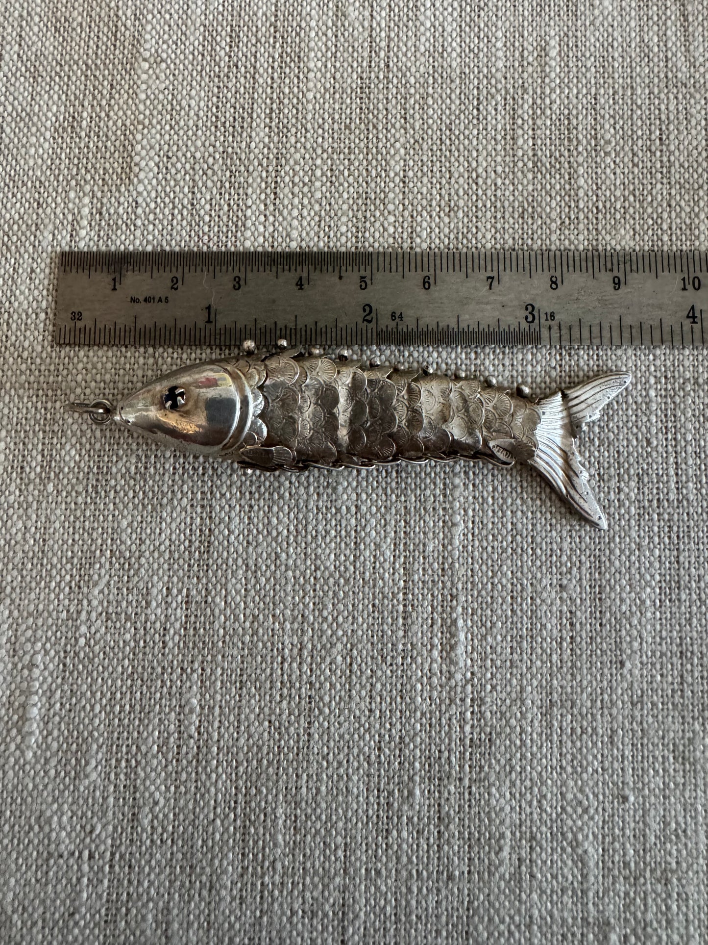Very Large Antique Silver Articulated Fish