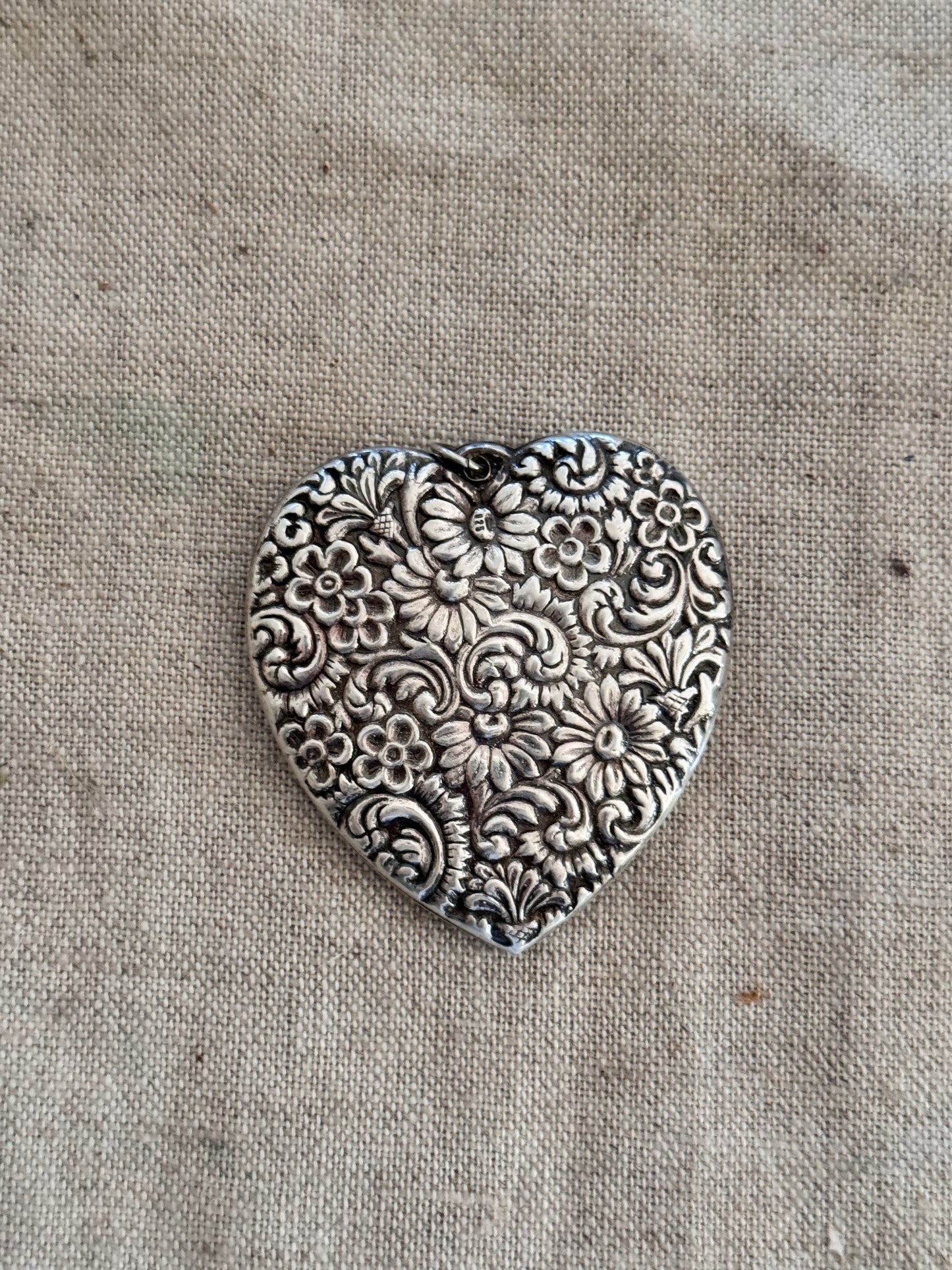 Huge Antique Double Sided Repoussé Heart Pendant