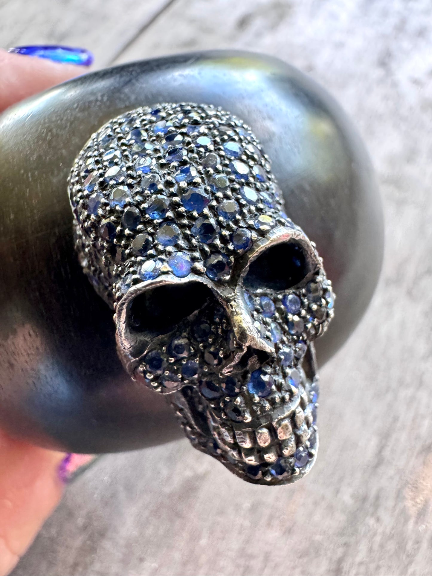 JKC Sapphire and Ebony Skull Cuff